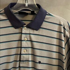 Classic Striped Polo Shirt - Navy and Gray